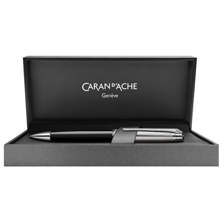 Caran d’Ache LEMAN BICOLOR BLACK Ballpoint Pen, Black/Silver Plated