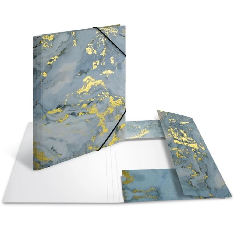 Herma SPARKLING MARBLE Folder A4 with elastic fastener, Blue/Gold