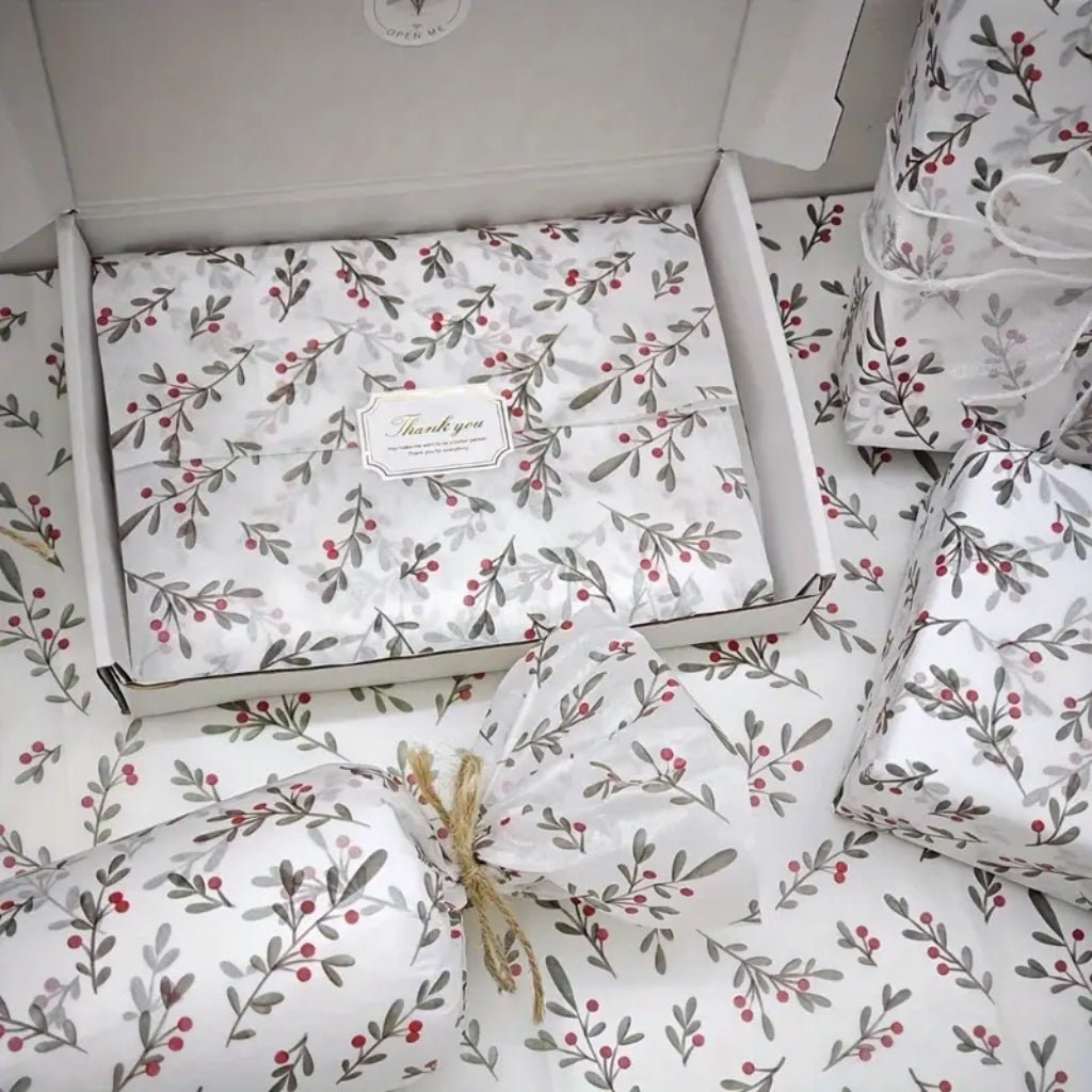 Gift Wrapping Paper Christmas Tree Seedling Floral Pattern, 10sheet/Pack - Image 2
