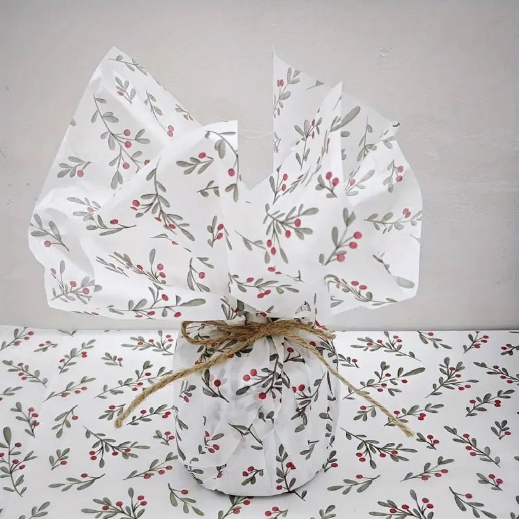 Gift Wrapping Paper Christmas Tree Seedling Floral Pattern, 10sheet/Pack - Image 3