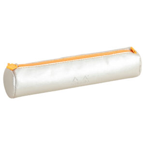 Rhodia rhodiarama Round Pencil Case with Zipper, PU Leather, 215 x 50 mm, Silver