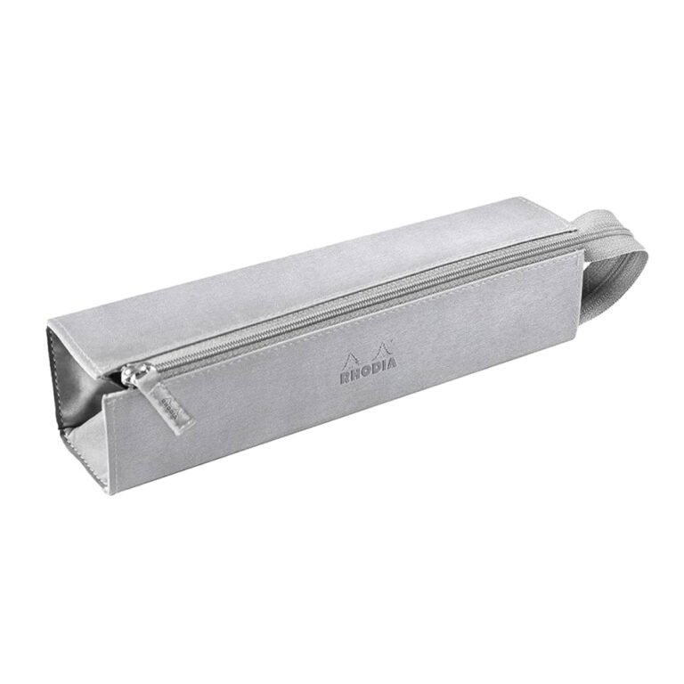 Rhodia rhodiarama Square Pencil Case with Zipper, PU Leather, 230 x 50 mm, Silver
