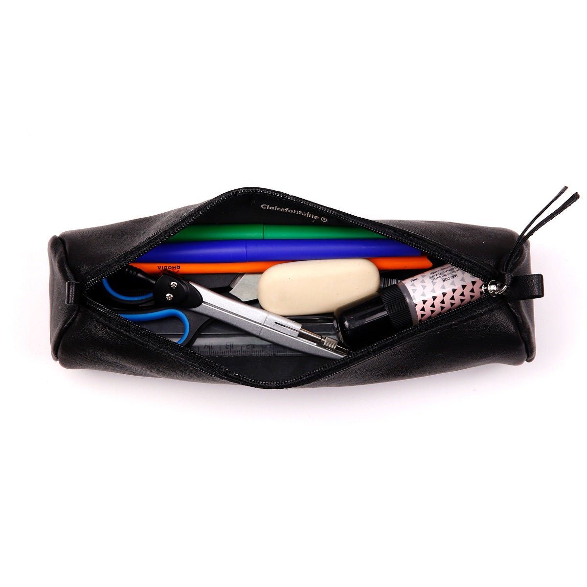 Clairefontaine Leather Round Pencil Case, Black - Image 3