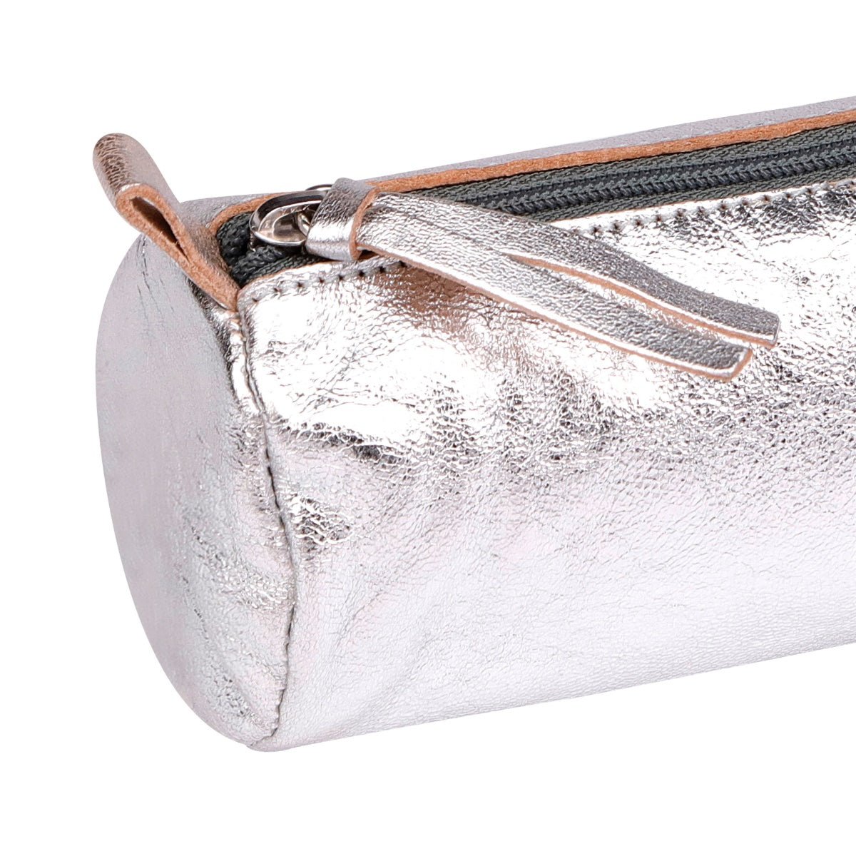 Clairefontaine Leather Round Pencil Case, Silver - Image 4
