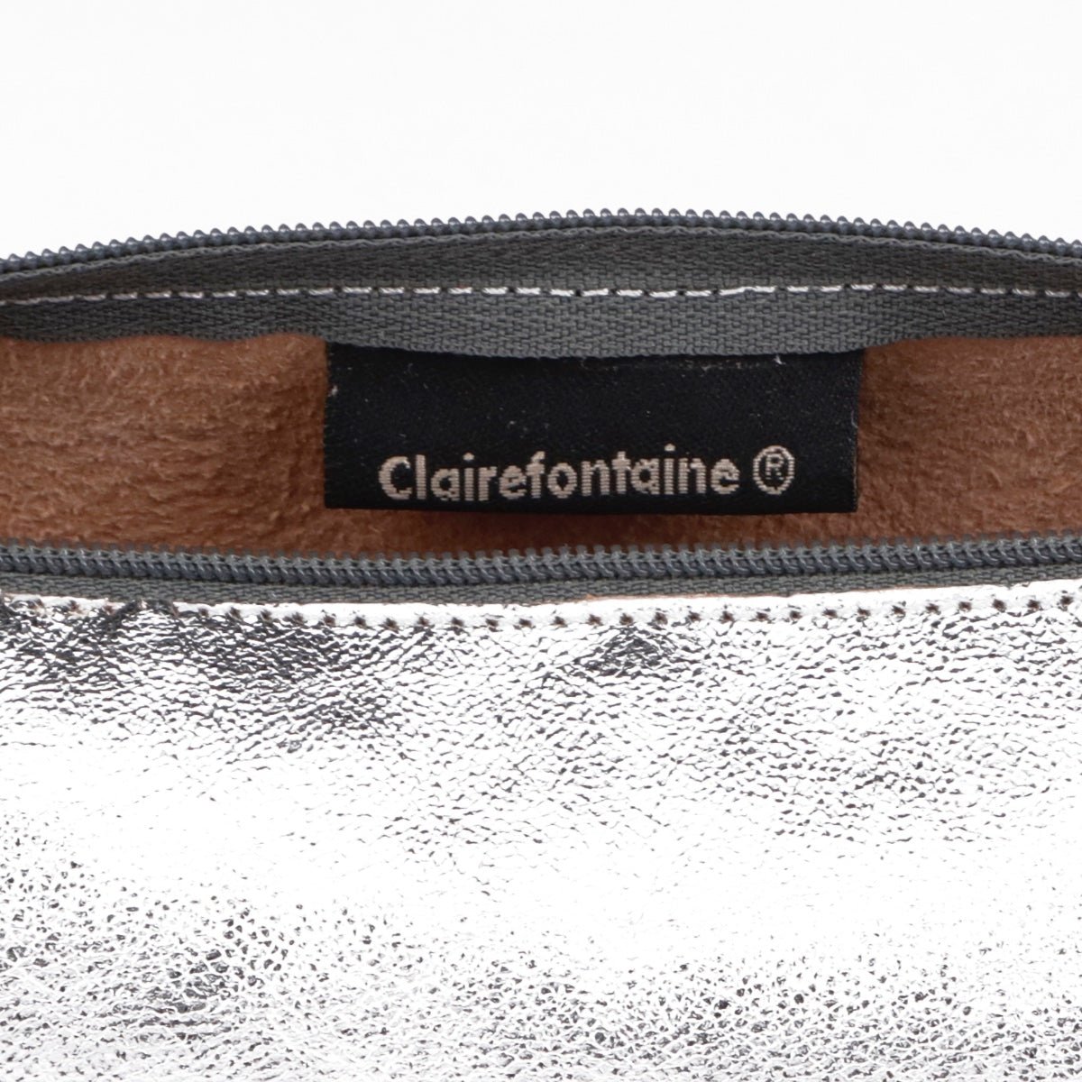 Clairefontaine Leather Round Pencil Case, Silver - Image 5