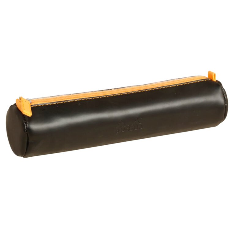 Rhodia rhodiarama Round Pencil Case with Zipper, PU Leather, 215 x 50 mm, Black