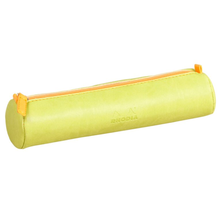 Rhodia rhodiarama Round Pencil Case with Zipper, PU Leather, 215 x 50 mm, Light Green
