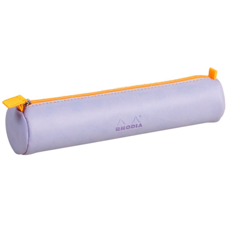 Rhodia rhodiarama Round Pencil Case with Zipper, PU Leather, 215 x 50 mm, Lilac
