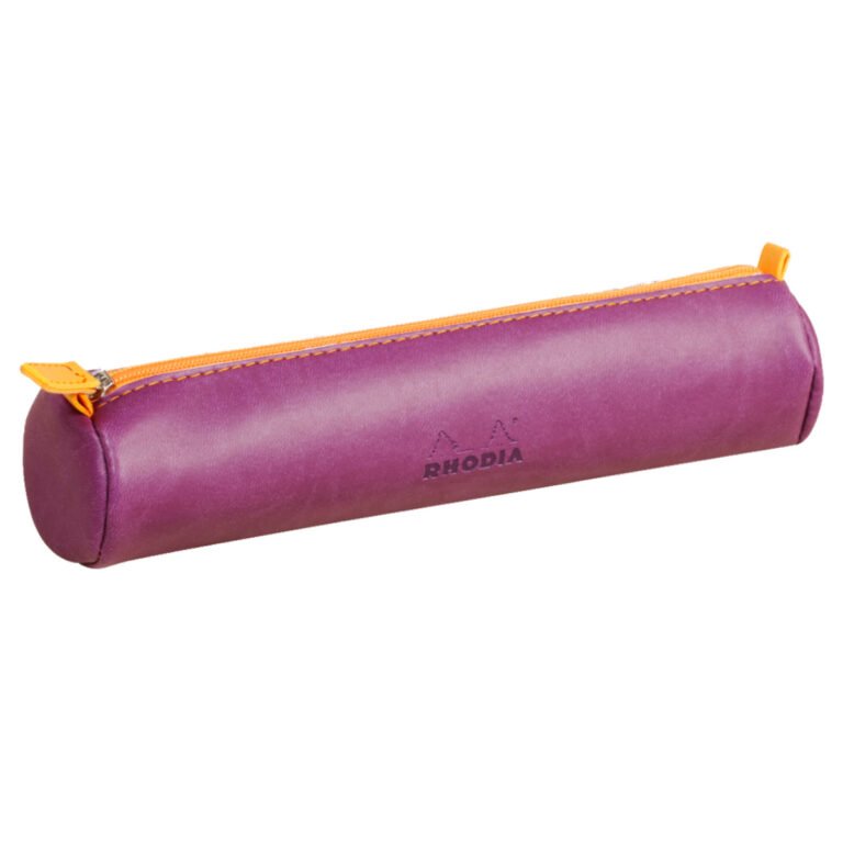 Rhodia rhodiarama Round Pencil Case with Zipper, PU Leather, 215 x 50 mm, Violet