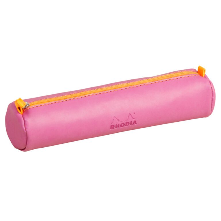 Rhodia rhodiarama Round Pencil Case with Zipper, PU Leather, 215 x 50 mm, Purple