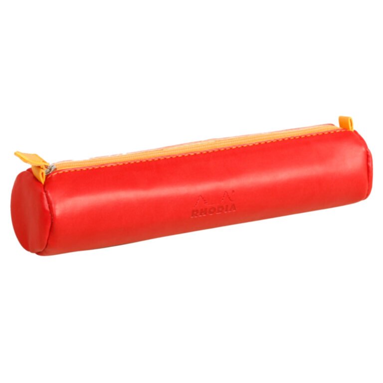 Rhodia rhodiarama Round Pencil Case with Zipper, PU Leather, 215 x 50 mm, Red