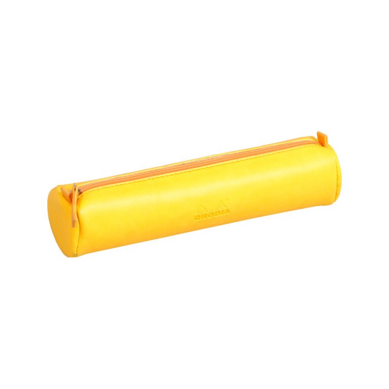 Rhodia rhodiarama Round Pencil Case with Zipper, PU Leather, 215 x 50 mm, Yellow