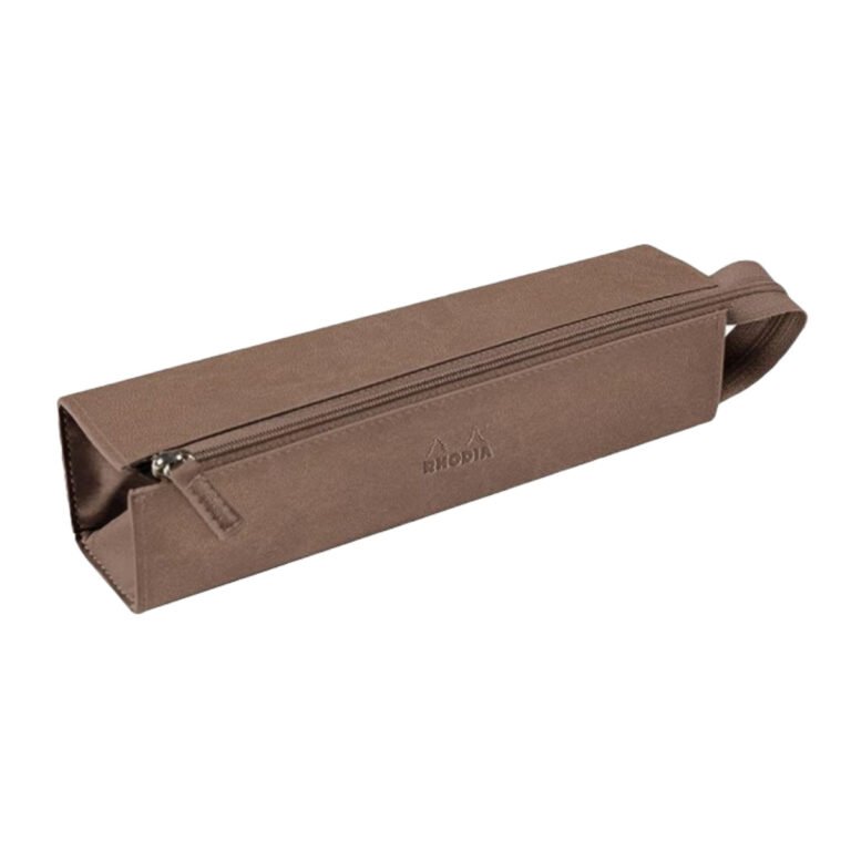 Rhodia rhodiarama Square Pencil Case with Zipper, PU Leather, 230 x 50 mm, Taupe