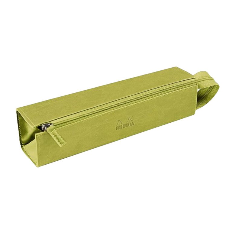 Rhodia rhodiarama Square Pencil Case with Zipper, PU Leather, 230 x 50 mm, Light Green