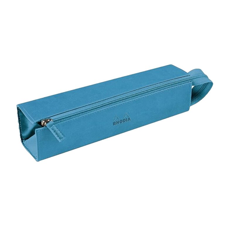 Rhodia rhodiarama Square Pencil Case with Zipper, PU Leather, 230 x 50 mm, Turquoise