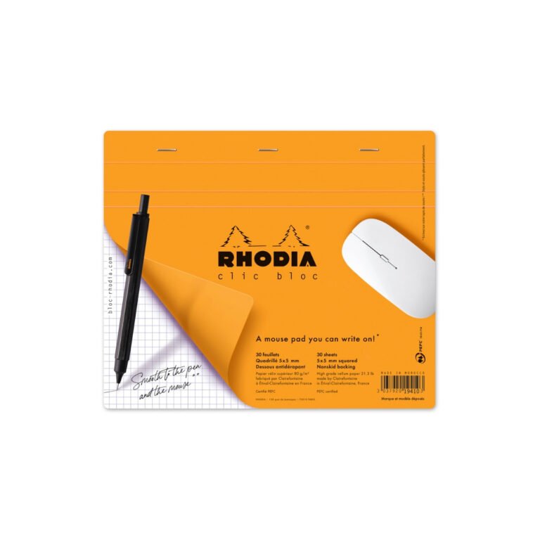 Rhodia Clic Bloc Paper Mouse Pad, 190 x 230mm, 30sheets/pad, Orange/White