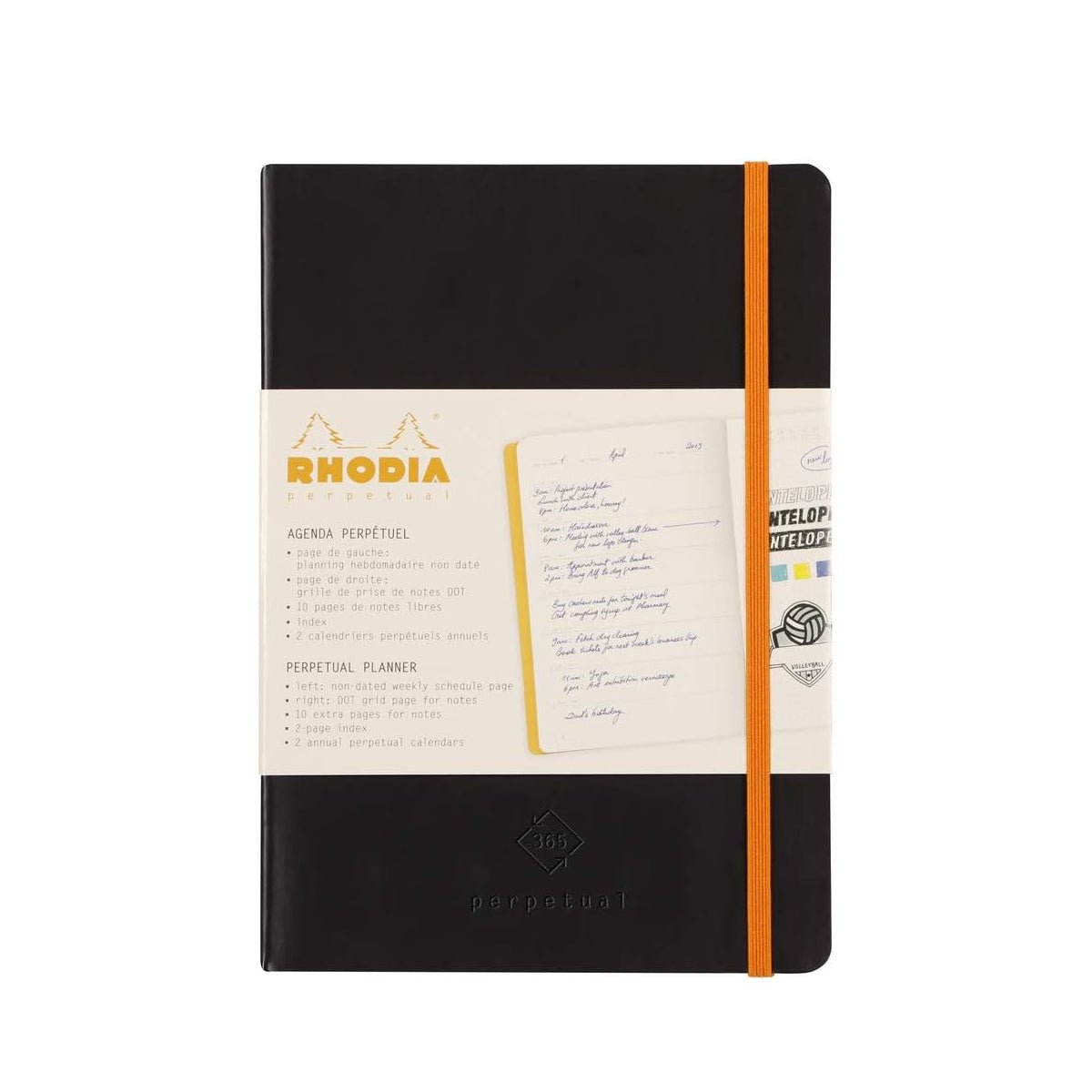 Rhodia Perpetual undated Diary A5, Soft PU Cover, 1Week/1Page, Black - Image 6