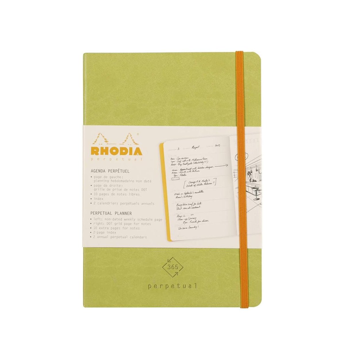 Rhodia Perpetual undated Diary A5, Soft PU Cover, 1Week/1Page, Light Green - Image 7