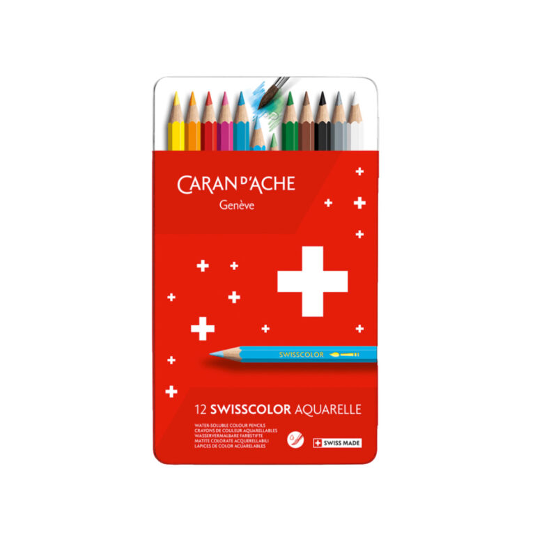 Caran d’Ache SWISSCOLOR Water-Soluble, Color Pencil, 12/metal case
