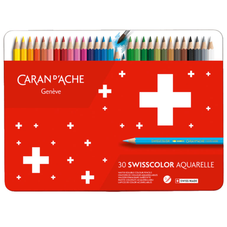 Caran d’Ache SWISSCOLOR Water-Soluble, Color Pencil, 30/metal case