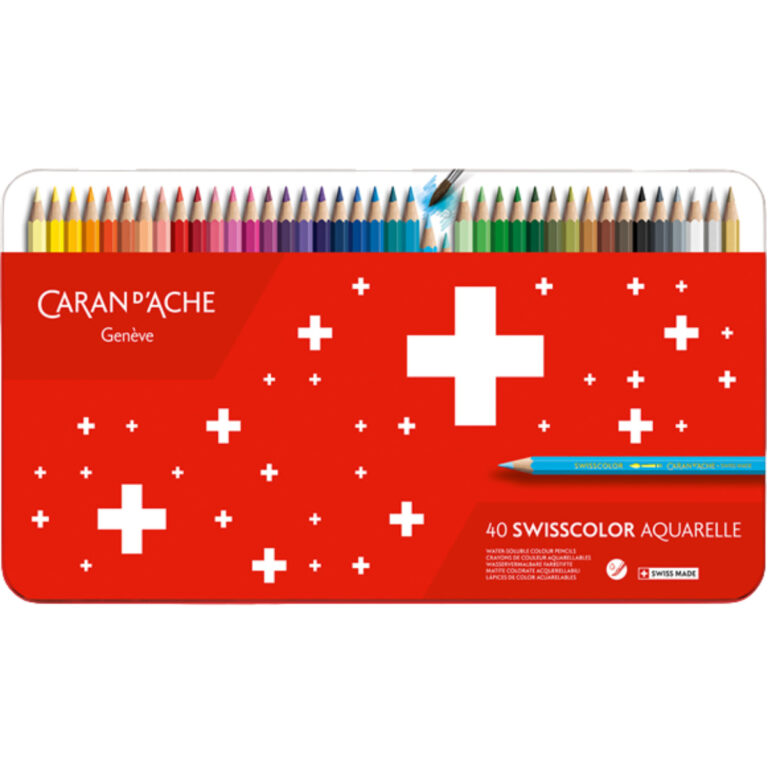 Caran d’Ache SWISSCOLOR Water-Soluble, Color Pencil, 40/metal case