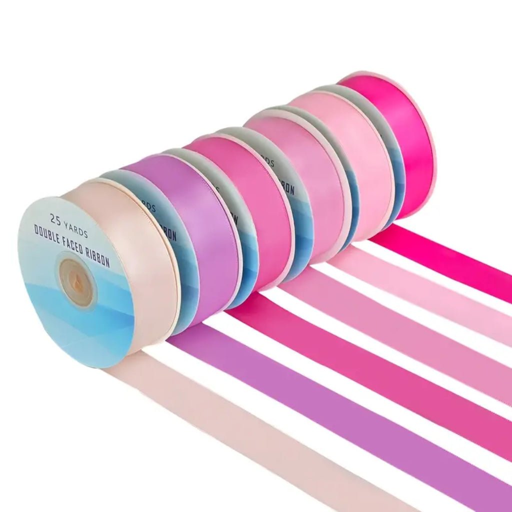 Satin Ribbon broad, 25mm x 25yards, Various Pink Colors - Image 1