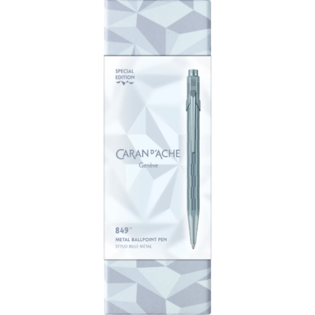 Caran d’Ache 849 Alpine Frost blue ballpoint pen with gift box