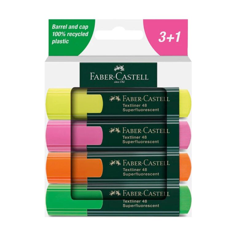 Faber Castell Highlighter, Textliner 48, 4/set, Assorted Colors