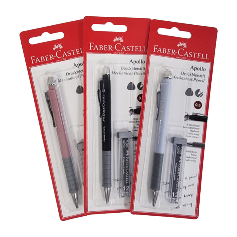 Faber Castell Apollo Mechanical Pencil 0.5mm w/ 2B Polymer Lead, Blister Pack