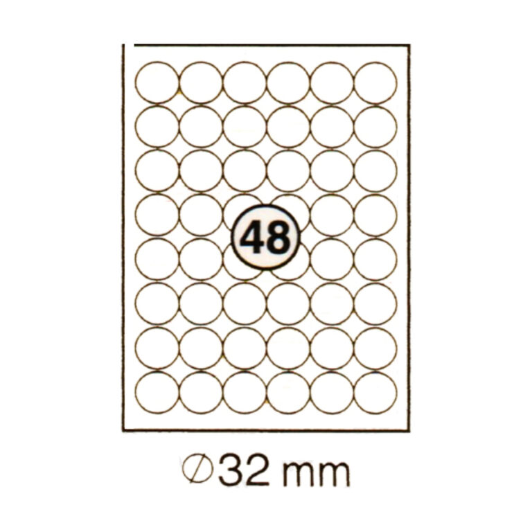 xel-lent 48 labels/sheet, round, diameter 32mm, 100sheets/pack, White