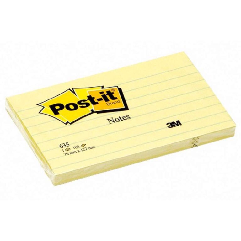 3M Post-it Notes 635, 3×5 inches, Lined, Canary Yellow