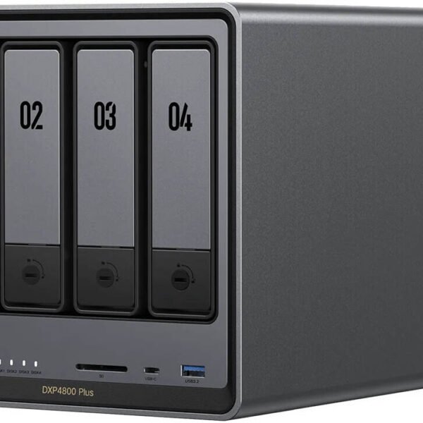 UGREEN NASync DXP4800 Plus 4-Bay Desktop NAS, Intel Pentium Gold 8505 5-Core CPU, 136TB Storage Capacity, 2x M.2 SSD Drive Slots, 10GbE + 2.5GbE LAN, 4K HDMI, Diskless, Black | 35260