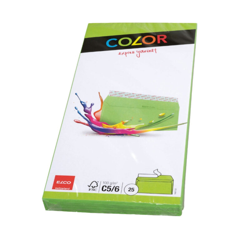 Elco Color Envelope C5/6 DL, 4.5″ x 9″, 100g, 25/pack, Green