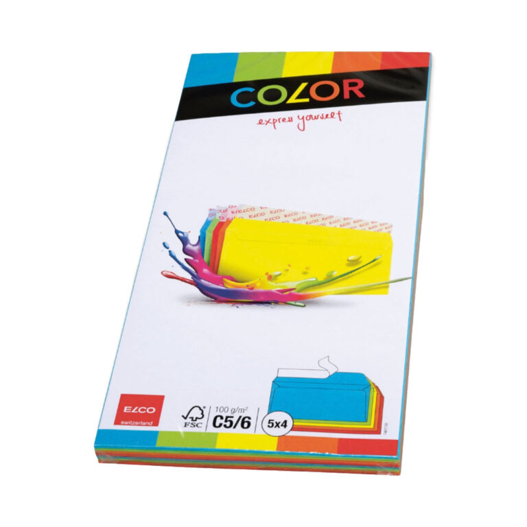 Elco Color Envelope C5/6 DL, 4.5″ x 9″, 100g, 20/pack, Assorted Colors