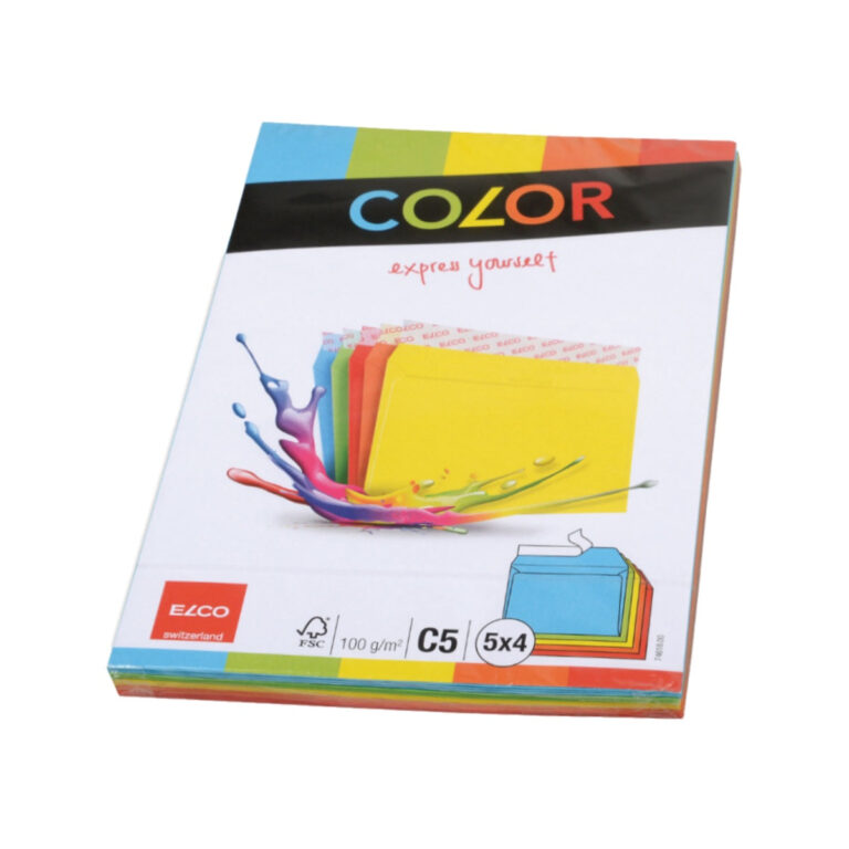 Elco Color Envelope C5, 6.5″ x 9″, 100g, 20/pack, Assorted Colors
