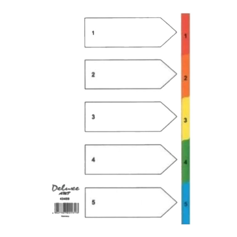 Deluxe Divider Manila Colored A4, with numbers 1-5