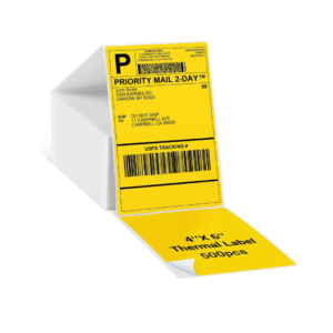 Generic Yellow 4 x 6-inch Direct Thermal Fanfold Shipping Labels, 500 Labels