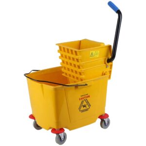 Generic Heavy Duty Plastic Mop Bucket/Wringer 32 Liters, Yellow