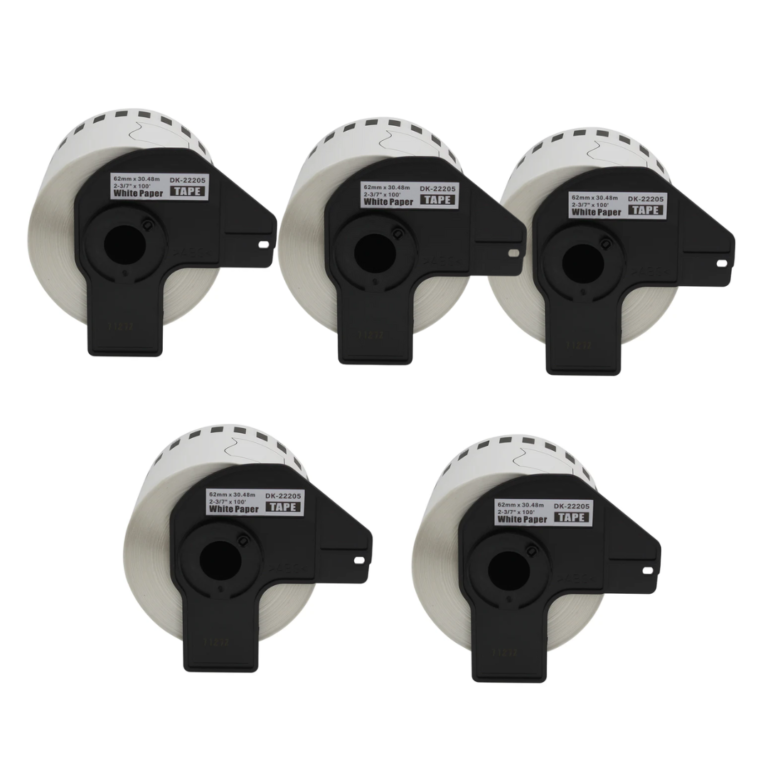 Generic Compatible DK-22205 Continuous Label Rolls 62mm x 30.48m – 5-Roll Pack