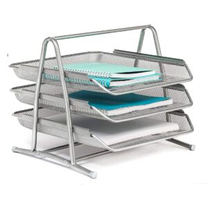 Partner Metal Mesh 3 Tier Document Tray, Silver