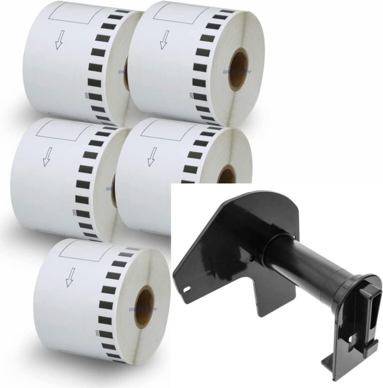 Generic Compatible DK-22205 Continuous Label Rolls 62mm x 30m – 5 Rolls + Reusable Holder