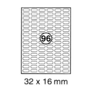 xel-lent 96 labels/sheet, rounded corners, 32 x 16 mm, 100sheets/pack, White
