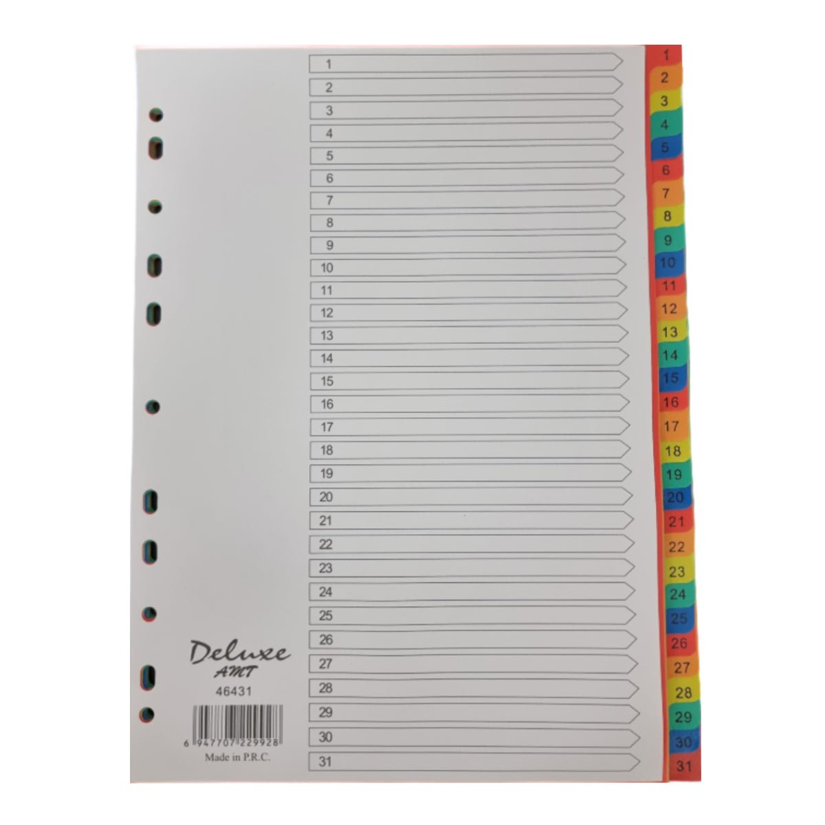 Deluxe Divider Plastic Colored A4, with numbers 1-31 - Image 1