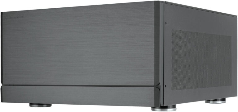 SilverStone Crown 04 Chassis, 48L Brushed Aluminum & Steel Construction, Dual 360mm Radiator Compatibility Top & Side with 3x 120mm Side Fans Pre-Installed, Black | SST-CW04TB
