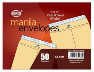 Farook Manila Envelope – Peel & Seal, 6″ x 4″ (Pack of 50)