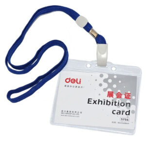 Deli 5756 Soft PVC ID Pass Holder with Lanyard Blue