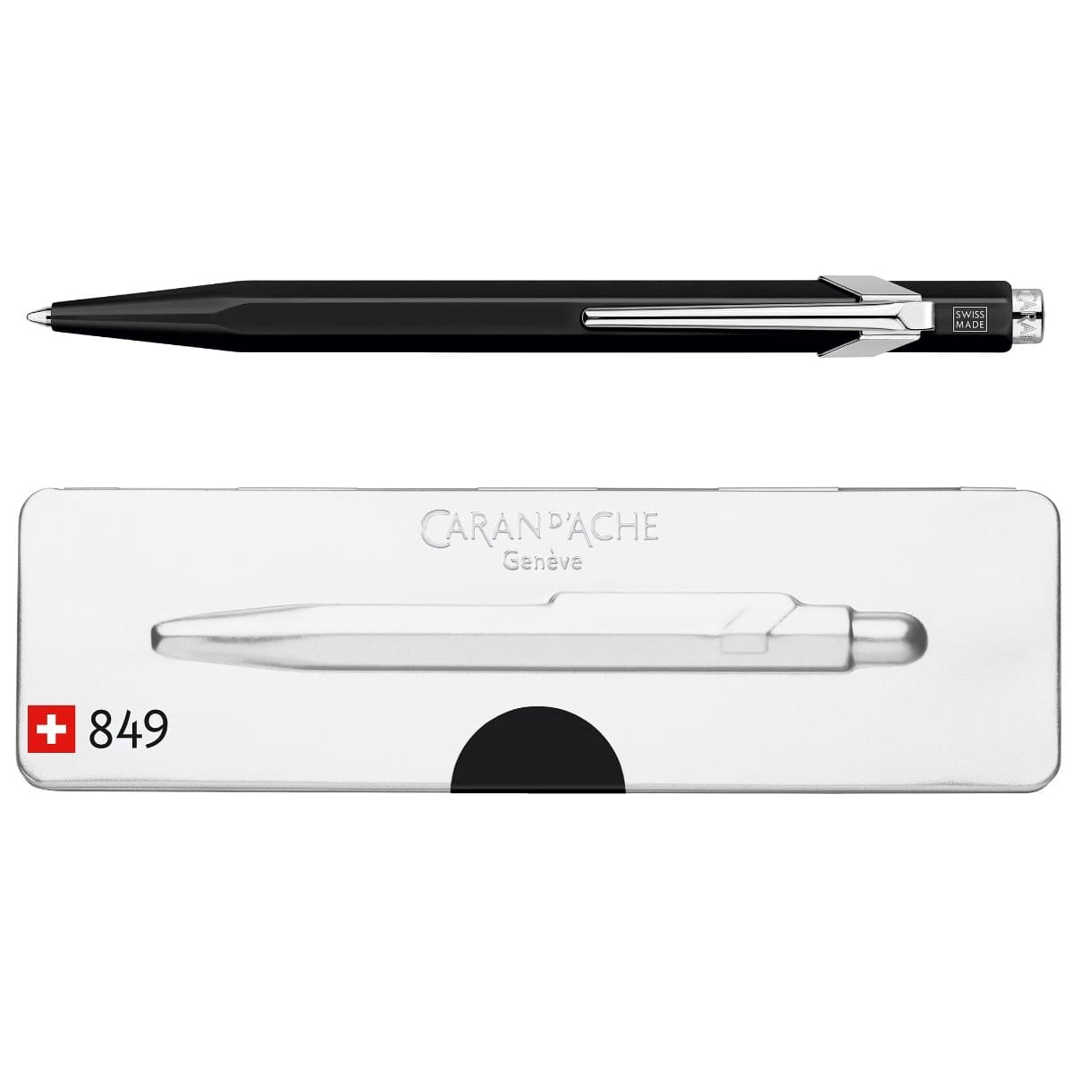 Caran d’Ache 849 black pen with slim metal box