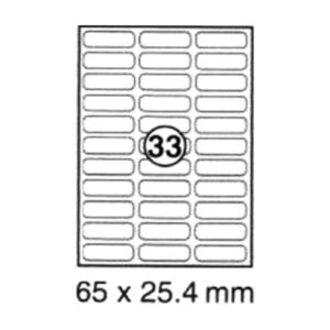 xel-lent 33 labels/sheet, rounded corners, 65 x 25.4 mm, 100 sheets/pack, White