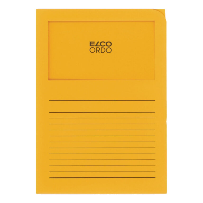 Elco Ordo Classico, L Paper Folder with Window, 5/pack, Yellow