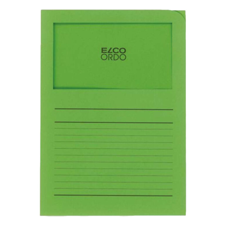 Elco Ordo Classico, L Paper Folder with Window, 5/pack, Green